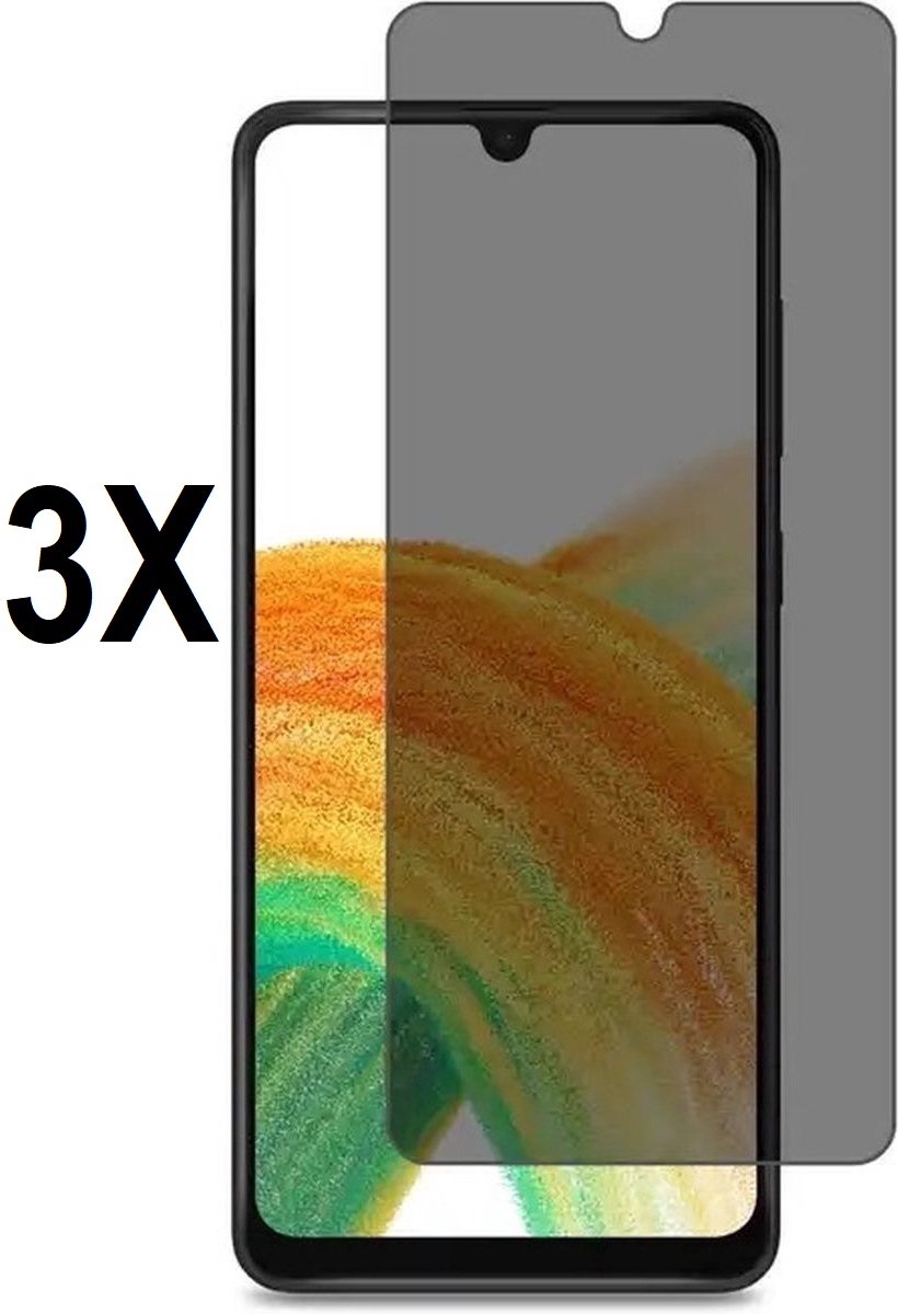 Screenz® - PRIVACY Screenprotector geschikt voor Samsung Galaxy A26 - Tempered glass Screen protector geschikt voor Samsung Galaxy A26 - Beschermglas - Privé Glasplaatje - 3 stuks
