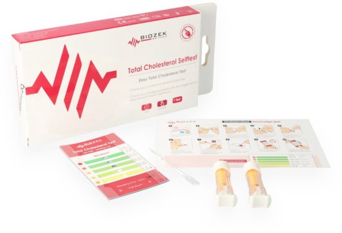 5 stuks Cholesteroltesten Totaal voor Cholesterolwaarde - Eenvoudig een Cholesterol test thuis uit te voeren in 2 minuten