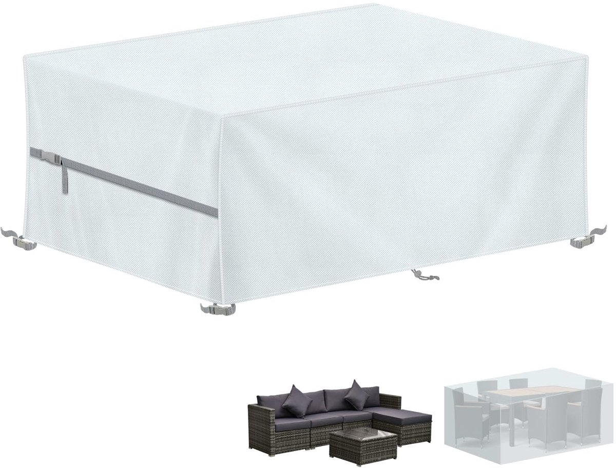 Unyqoos Tuinmeubel Beschermhoes voor Weerbestendige Buitenlounge - Waterdicht en UV-bestendig Dekzeil van 420D Oxford Stof wit