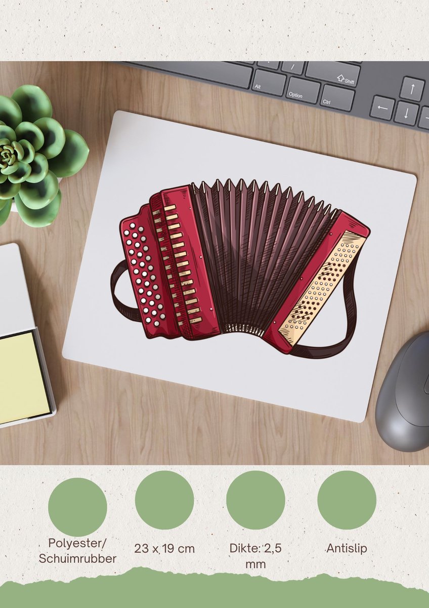Akyol - accordeon Muismat - Muziek - muziekanten - instrument - snaarinstrument - muzikanten - 23 bij 19 cm