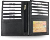 Portefeuille de voyage en cuir Zwart - Portefeuille de voyage en Cuir - Porte-passeport - Porte-permis de conduire - Étui pour papiers de voiture - Grand portefeuille homme