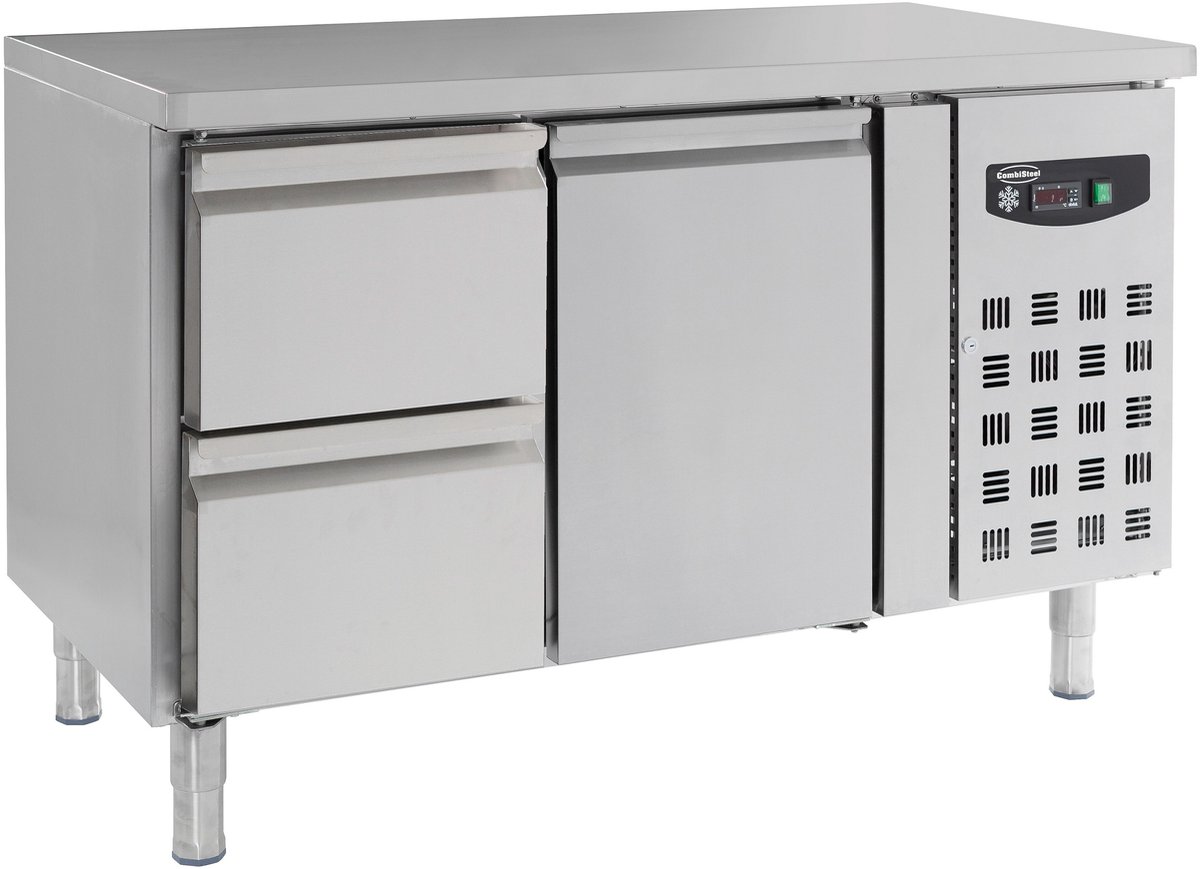 Combisteel Koelwerkbank - 282L - 1 Deur 1/1 GN + 2 Laden - +2°C/+8°C - Geforceerd - 0.34kW - 1360x700x850mm