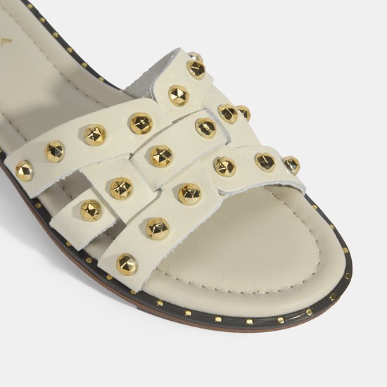 DESA Pantoufles Cuir Blanc Femme Astuce de chaussure: ouvert Taille: 38 EU