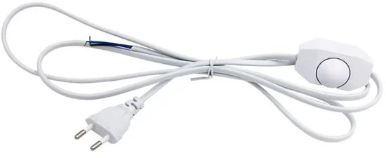 Euro Netsnoer Met Schakelaar En Dimmer – 2 Meter, 40W, Voor Ledlampen En E27, Zwart