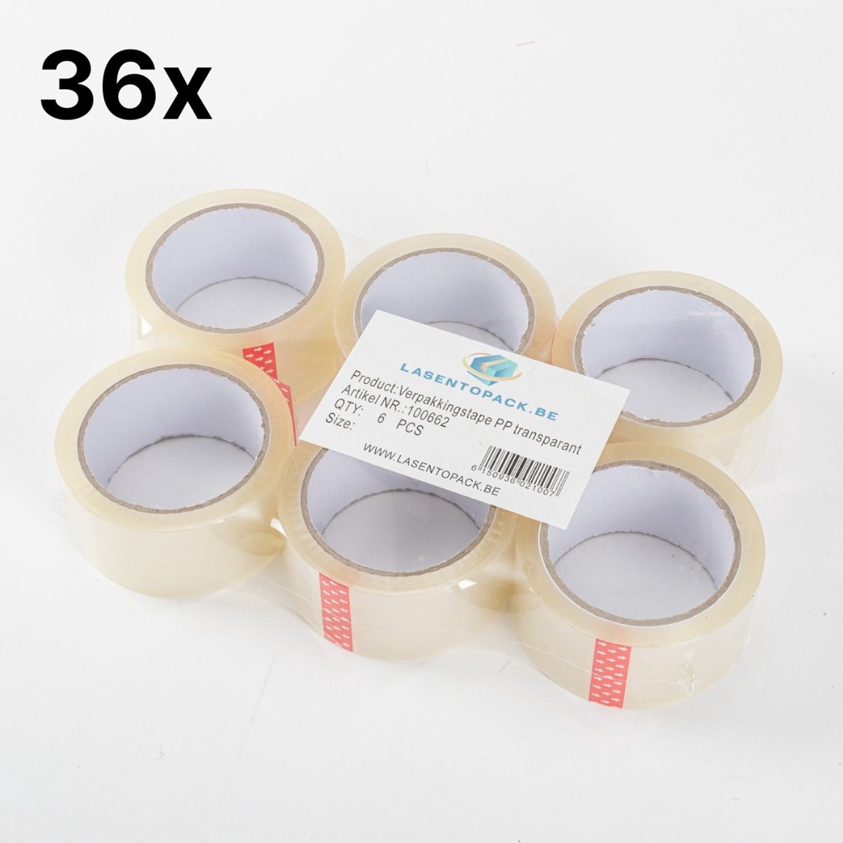 36x Verpakkingstape Transparant PP Plakband 48mmx66m sterk!