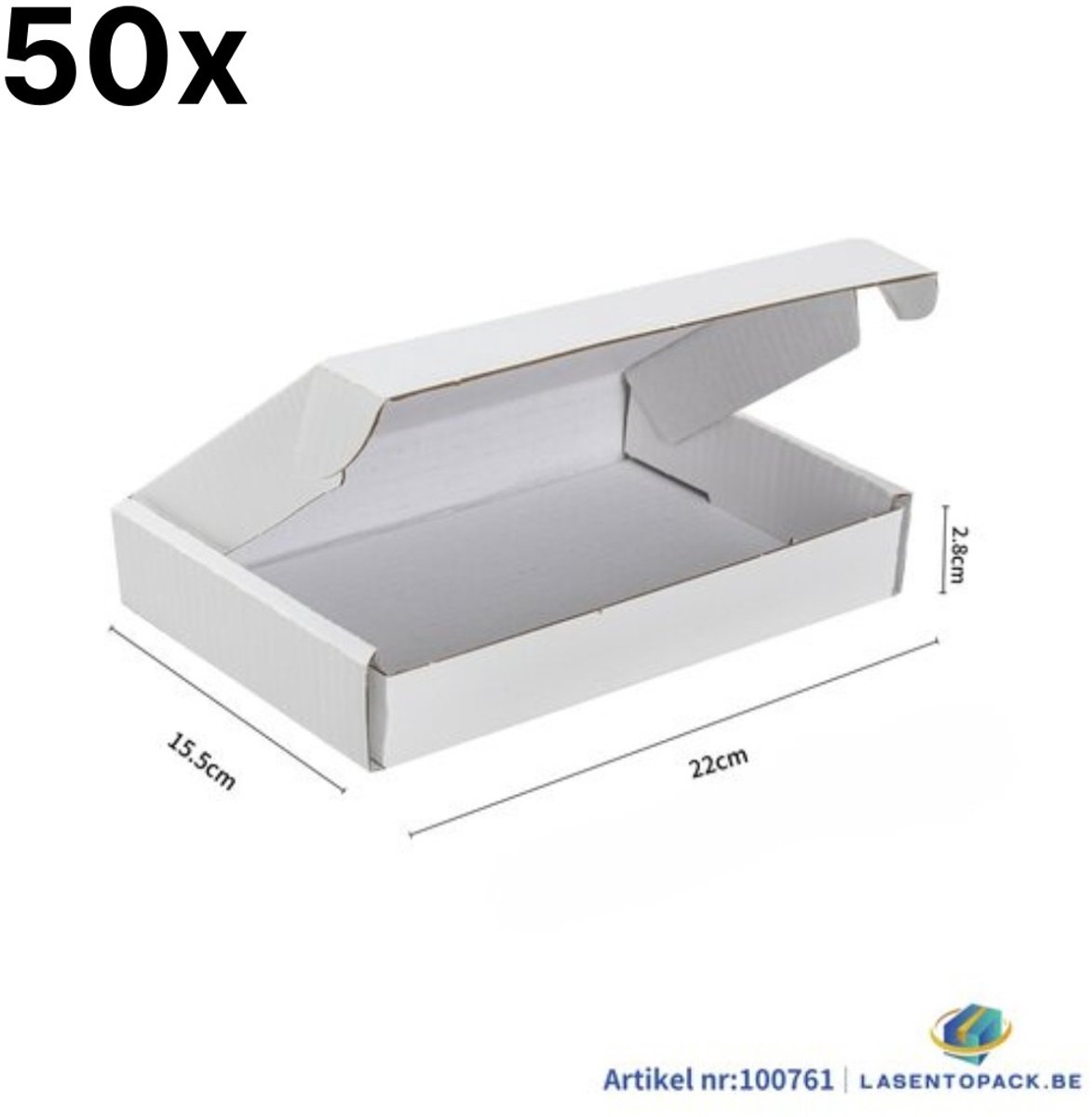 50x Brievenbusdoos A5 22x15.5x2.8 cm Wit