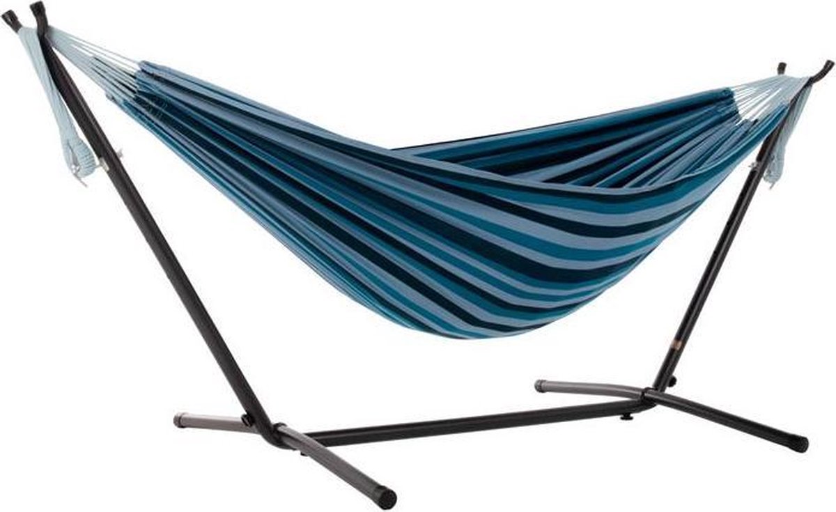 Vivere - Double Cotton Hammock With Stand (250 Cm) - Blue