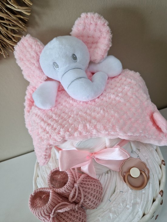 Luiertaart medium olifant meisje - babyshower- kraamcadeau van Merkloos — afbeelding 4