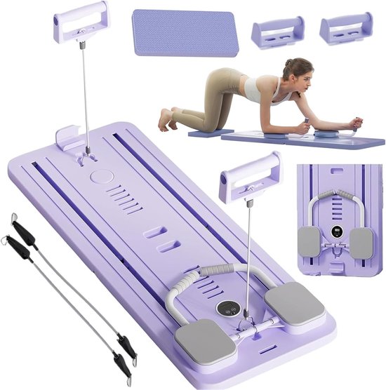 JANUA Pilates Board – 2024 Pilates Reformer Set, Multifunctioneel Opvouwbaar Pilates Hervormer Board voor Thuis, 5-in-1 Pilates Schuifplank (zwart