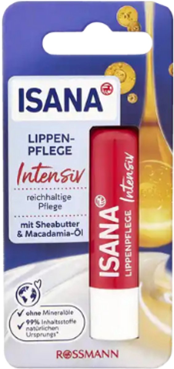 Isana Lippenbalsem Intensive | 1x 4,8g - met Sheabutter & Macademia-olie - LSF 10 | Lippenbalsem - Lipverzorging