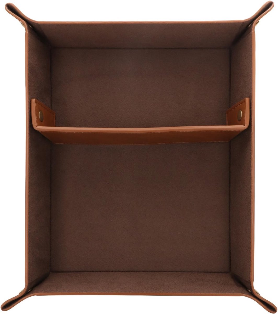 Lederen Dienblad Organizer - handige opslag voor persoonlijke items - lichtbruin