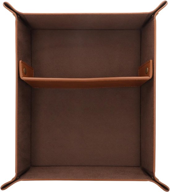 Opbergvak Voor De Ingang - Praktische Opslag Valet Tray Organizer Gemaakt In Italie Leer Rechthoekig Groot Zwart