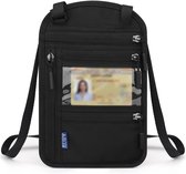 Rainbecom – Anti-diefstal Nektasje met RFID-bescherming – Paspoorthoes Organizer – Veiligheidstas voor Reizen – Uniseks Schoudertas met Verstelbare Band – Paspoorthouder – Reisportemonnee – Borsttas – Heuptas Crossbody – Telefoontasje – Zwart