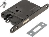 Woningbouw kastslot PC55 zwart doornmaat 50mm inclusief sluitplaat