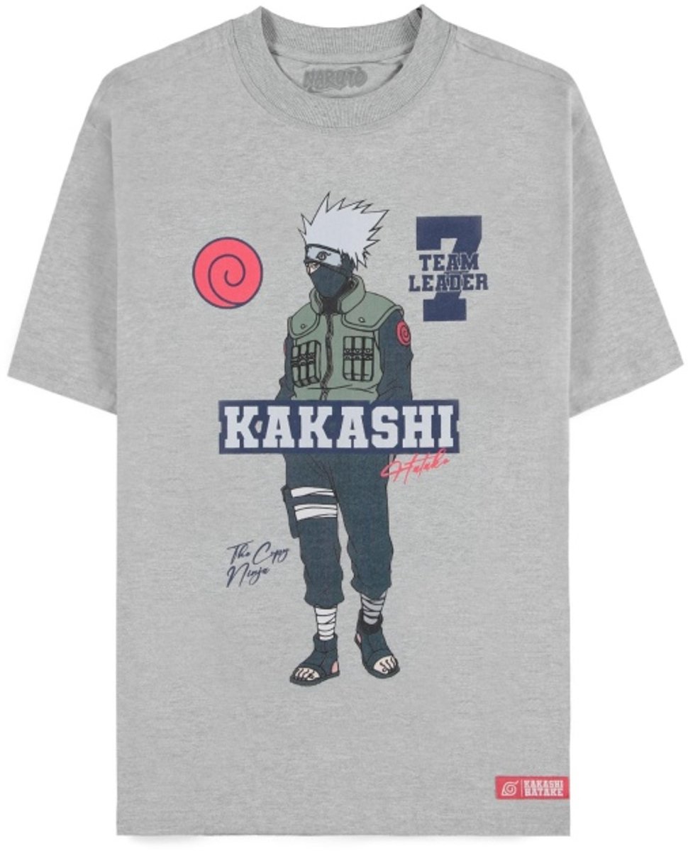 Naruto - Kakashi (Loose Fit) Heren T-shirt - L - Grijs