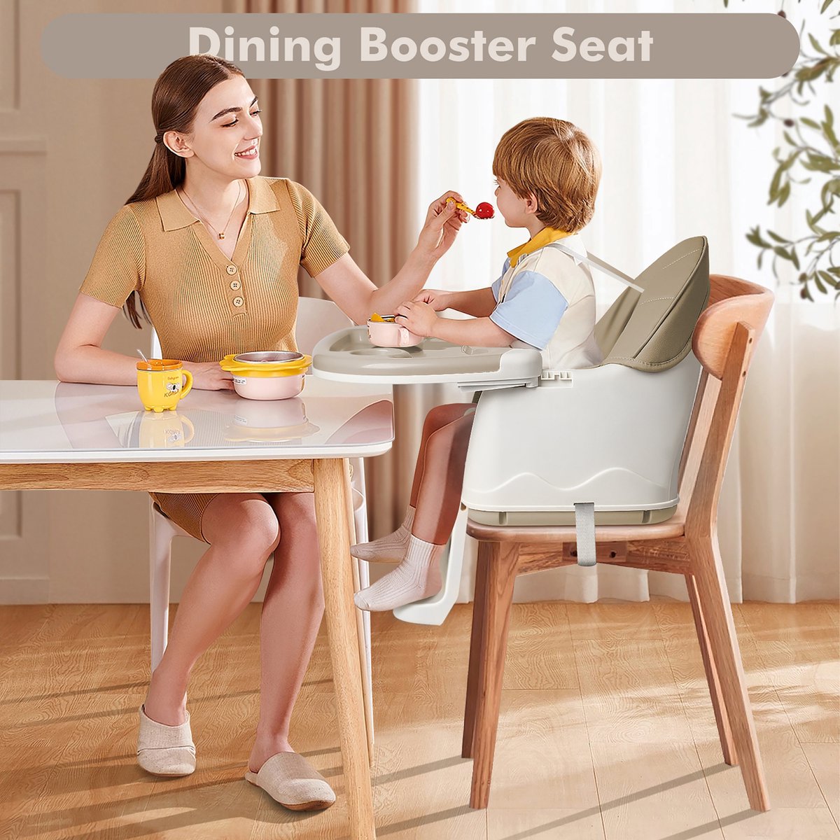 Aufun 3-In-1 Kinderstoelen, Kinderstoel, Eettafel, Babystoel, Babywalker, Babywalker, Stoelverhoger, Kinderzitje Voor Baby'S Van 6-36 Maanden, Tafel, Stoel Met Tafel En Wielen, Dienblad, Draagbaar, Beige thumbnail 2