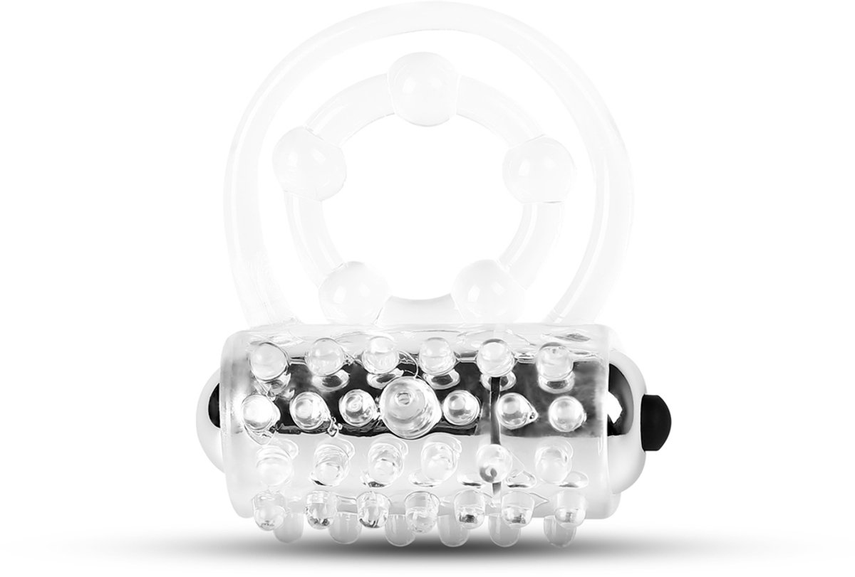 Vibrerende Cockring met Stimulerende Noppen – Transparante Penisring met Bullet Vibrator voor Koppelplezier