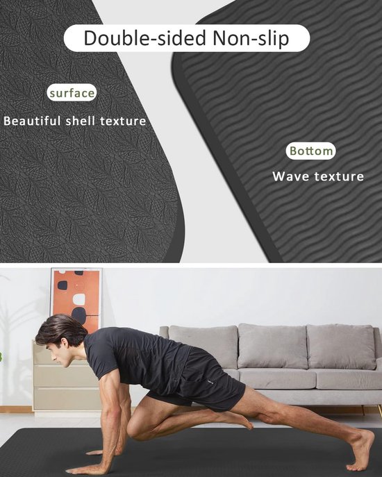 Grote Fitnessmat 200x130cm - 15mm Dikke Yogamat voor Thuis Gym & Yoga — afbeelding 3