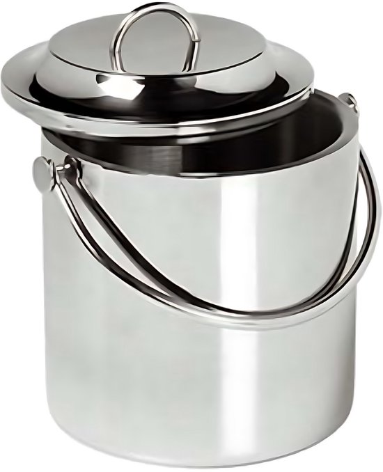 relaxdays - ijsemmer met tang en deksel 2 liter - ijsblokjesemmer zilver - RVS