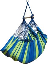 Potenza® hangstoel – RUIM & COMFORTABEL - Binnen of buiten - 130x160 cm - Belastbaar tot 150 kg - incl. bevestigingset binnen – Blauw/Groen