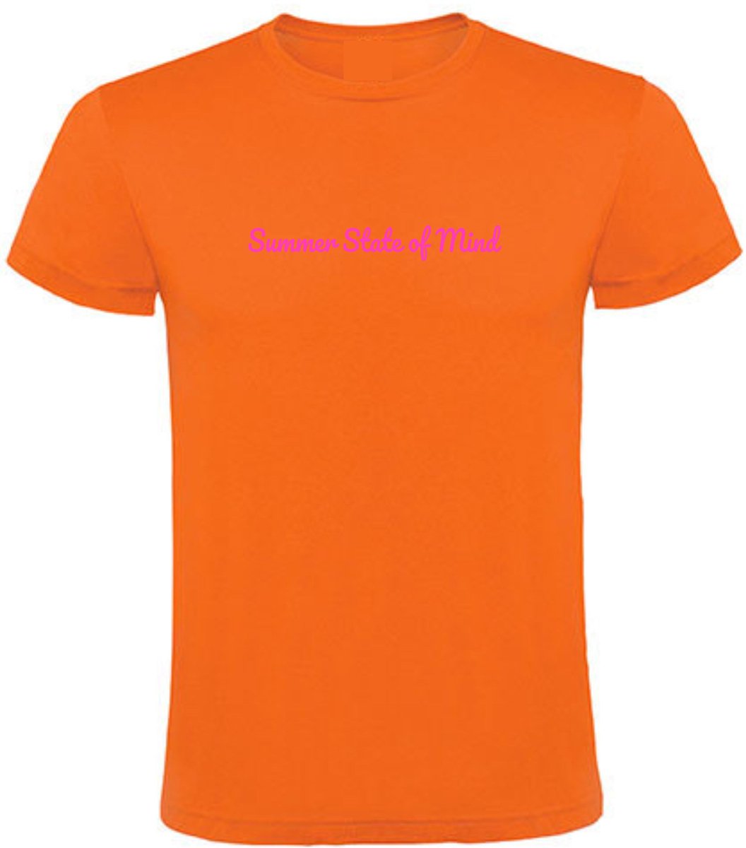 Unisex Zomer Tshirt – Summer State Mind T-shirt in Neon ROZE XXXLarge Design EIZOOK