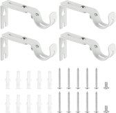 Supports de tringle à rideaux réglables en métal - Lot de 4 - Blanc - Pour tringles de 25 mm