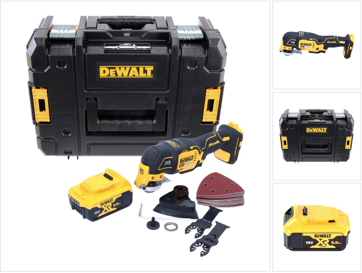 DeWalt DCS 355 NT accu-oscillator multitool 18 V borstelloos + 1x accu 5,0 Ah + accessoires + TSTAK - zonder oplader