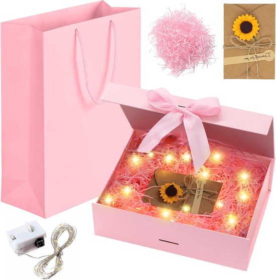 Geschenkdoos met strik, magnetische geschenkdoos met deksel, wit, herbruikbare geschenkverpakking, voor verjaardag, Valentijnsdag, Kerstmis
