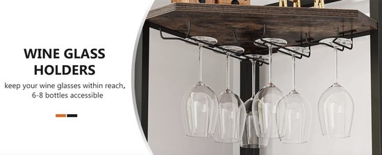 GIANTEX Industriële wijnkast met afneembaar wijnrek en 6 glazen houders, keukenkast met metalen gaasdeuren, dressoir, flessenhouder, wijnrek, 60 x 34 x 79 cm GIANTEX Industriële wijnkast met afneembaar wijnrek en 6 glazen houders, keukenkast met metalen gaasdeuren, dressoir, flessenhouder, wijnrek, 60 x 34 x 79 cm
