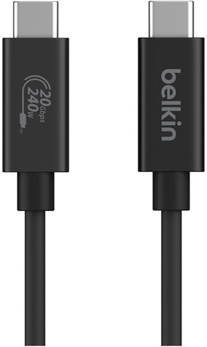 Belkin, USB-C naar USB-C 4.0 (240W) snellaad- en synchronisatiekabel 2 m, Zwart