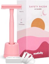 ecotivity® Safety Razor Scheermesjes voor Vrouwen met 20 Double Edge Scheermesjes - Dubbelzijdig Klassiek Scheermes met Houder - Powder Pink