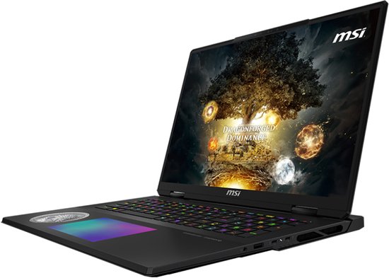 MSI TITAN 18 HX DRAGON EDITION NORSE MYTH A2XWJG-405NL laptop Intel Core Ultra 9 285HX 45,7 cm (18") UHD+ 96 GB DDR5-SDRAM 6 TB SSD NVIDIA GeForce RTX 5090 Wi-Fi 7 (802.11be) Windows 11 Pro Nederlands Zwart
