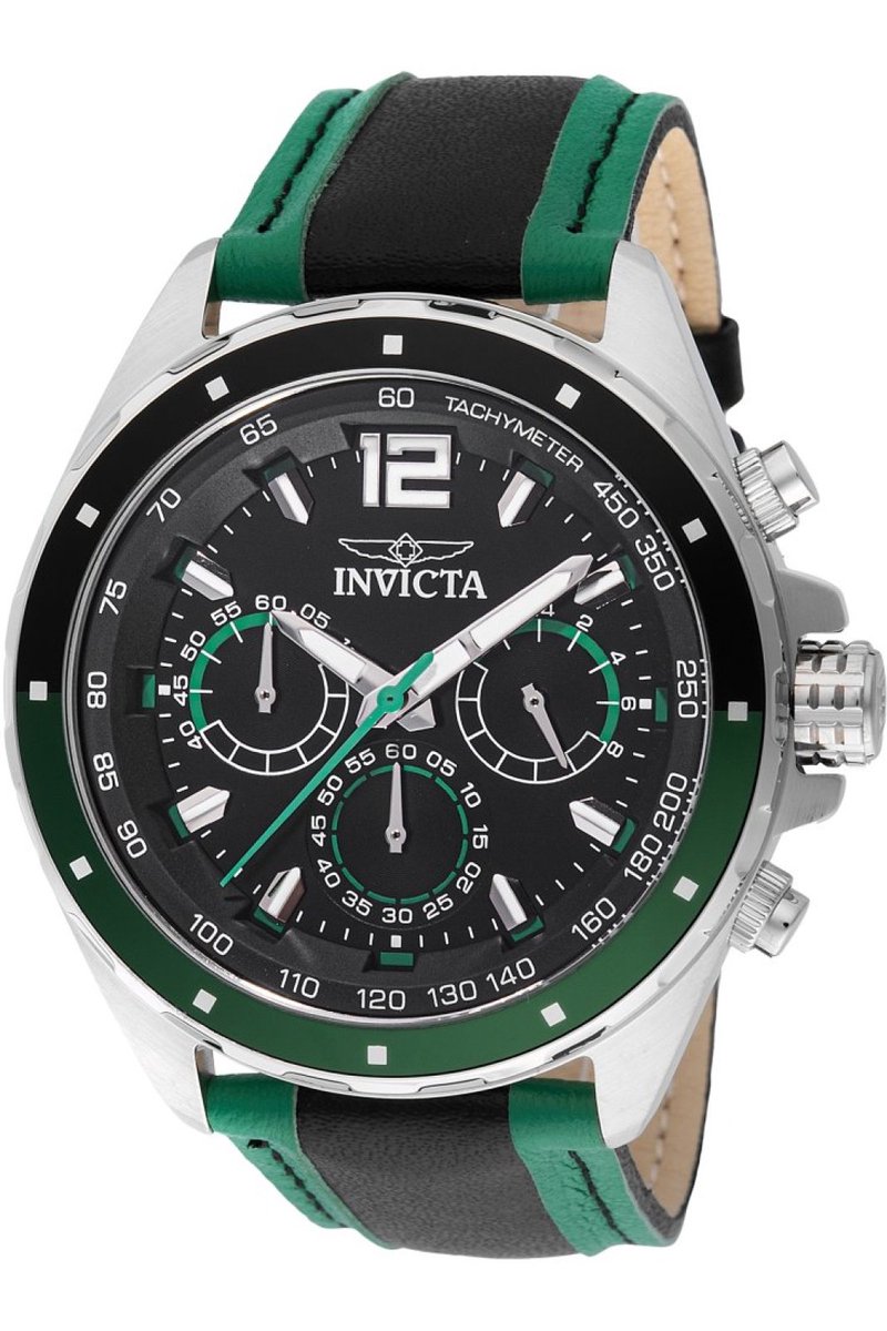 Invicta Racing 49359 Heren Horloge - Waterdicht - Analoog - Quartz Uurwerk - Roestvrij Staal met zwarte Wijzerplaat - 44mm