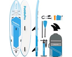 LifeGoods SUP Board Tandem - 2 Personen - 220 KG Draagkracht - 381 x 86 cm - Opblaasbaar - Compleet Sup pakket - Sky Blue