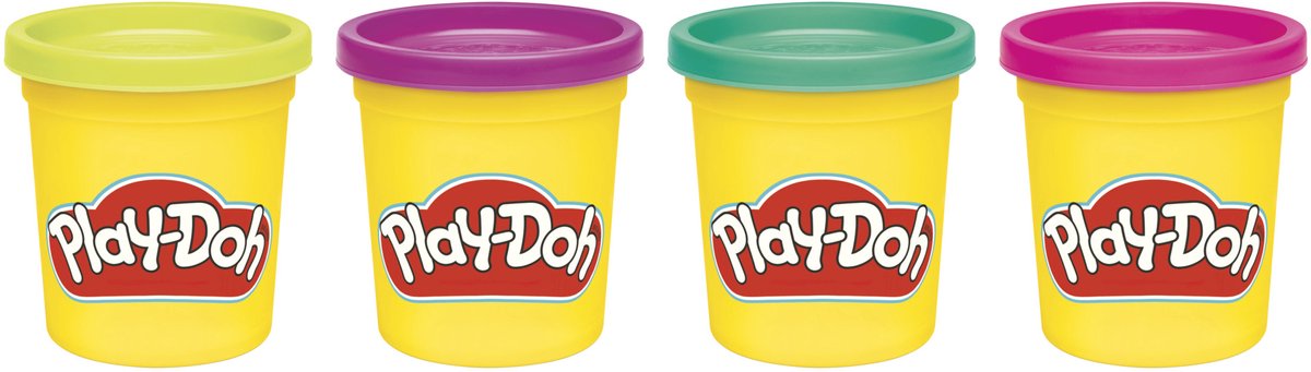 Play-Doh 4-pack Levendige kleuren - Potjes 85 gram - Boetseerklei — afbeelding 3