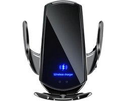 Telefoonhouder Auto met Draadloze Oplader en Infrarood Sensor - auto oplader - Telefoonlader ventilatierooster - Telefoonhouder auto ventilatie - Autolader - Auto accessories - Auto accessories interieur - Draadloos laden - zwart