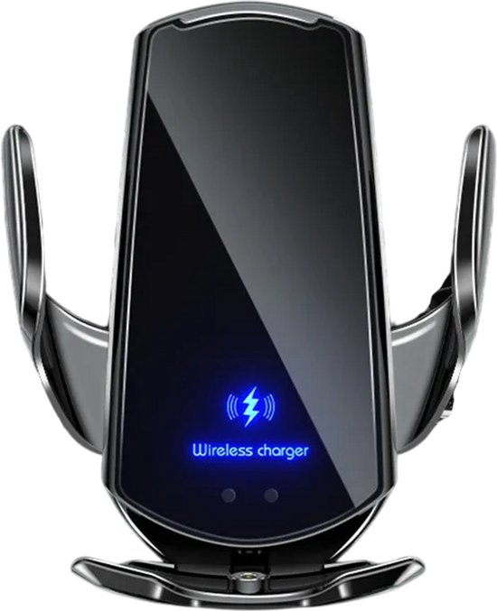 Telefoonhouder Auto met Draadloze Oplader en Infrarood Sensor – auto oplader – Telefoonlader ventilatierooster – Telefoonhouder auto ventilatie – Autolader – Auto accessories – Auto accessories interieur – Draadloos laden – zwart