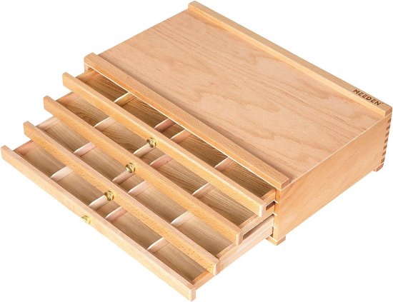 Boîte de rangement multifonctionnelle en bois pour fournitures d'art avec 4 tiroirs