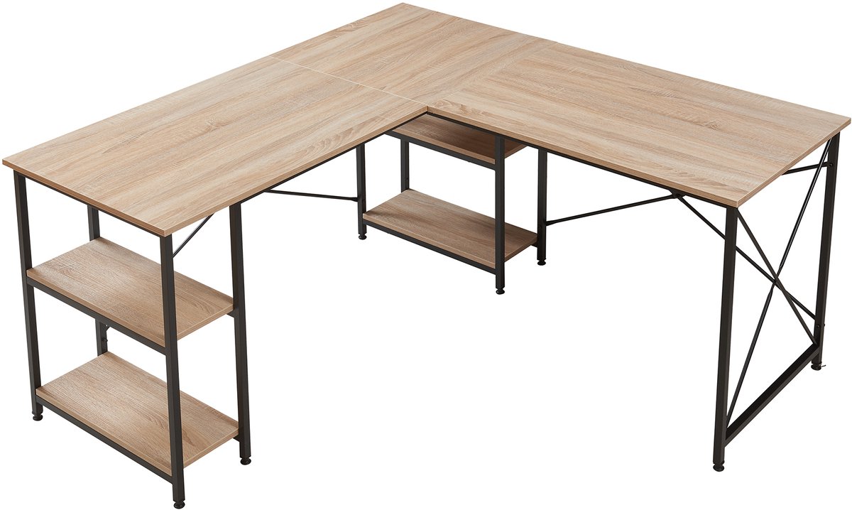 Bureau Klirurud L-vormig of recht bureau eikenkleurig en zwart [en.casa] thumbnail 6