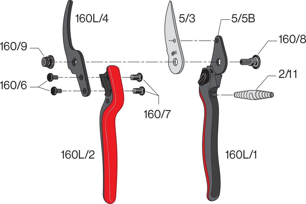 Felco 160 L Pruning Shears - For Large Hands - Max. cutting diameter 25 mm