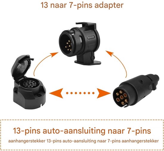 Filmer Adapter 13-naar-7-polig – Voor Aanhanger Met 12V, Kunststof Met Beschermklep