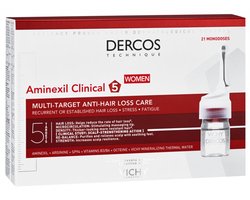 Vichy Dercos Aminexil Clinical 5 - Voor Vrouwen met haarverlies - Haarverzorging tegen haaruitval - 21 ampullen x 2ml