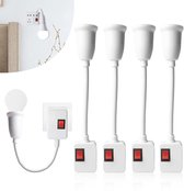 360° draaibare E27 lampfitting met schakelaar - Set van 4 - 110-220V - Wandlamp fitting voor gloeilampen - Leeslamp accessoires.