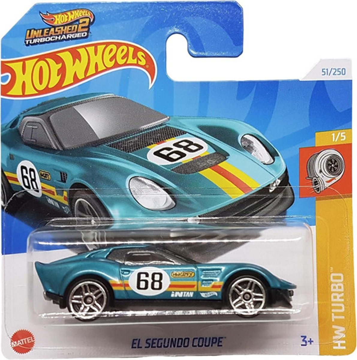 HOT WHEELS EL SEGUNDO COUPE METALIC TURQUOISE 51/250 HW TURBO 1/5 SHORT CARD (1:64)