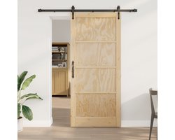 vidaXL - Schuifdeur - met - Hardware - Set - 93x211 - cm - Massief - Vuurhout