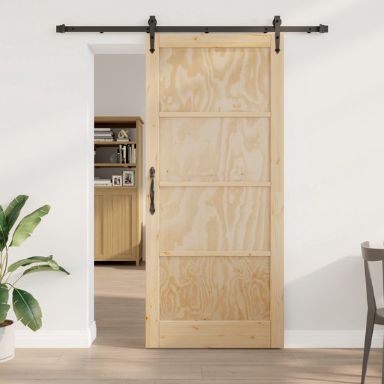 vidaXL - Schuifdeur - met - Hardware - Set - 93x211 - cm - Massief - Vuurhout