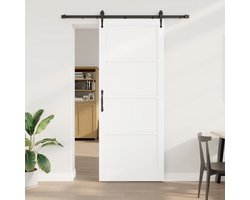 vidaXL - Schuifdeur - met - Hardware - Set - Wit - 93x232 - cm - Massief - Vurenhout