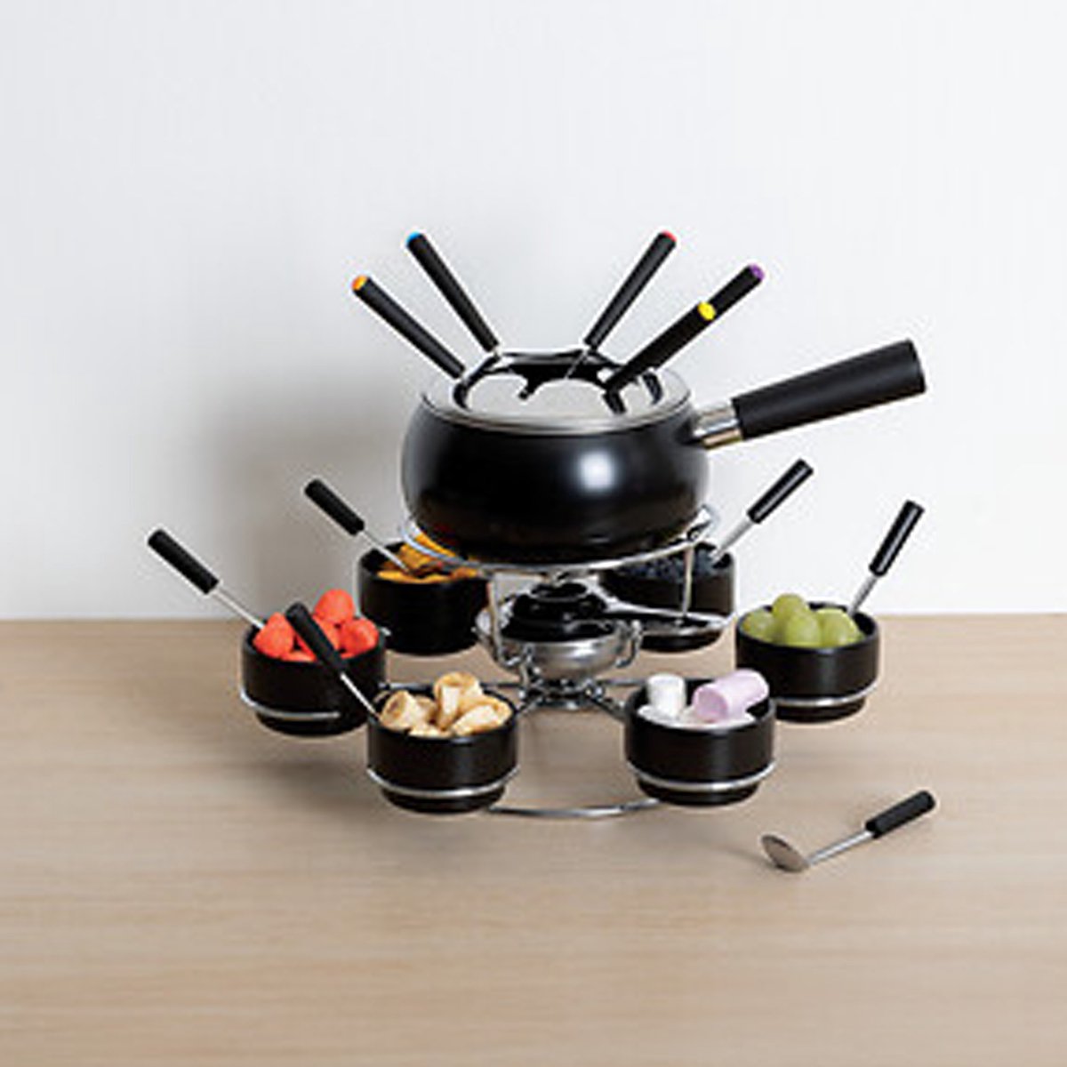 Five Fondueset - 6 personen - keramiek - zwart - draait - chocoladefondue - kaasfondue - D34 cm – foto 5