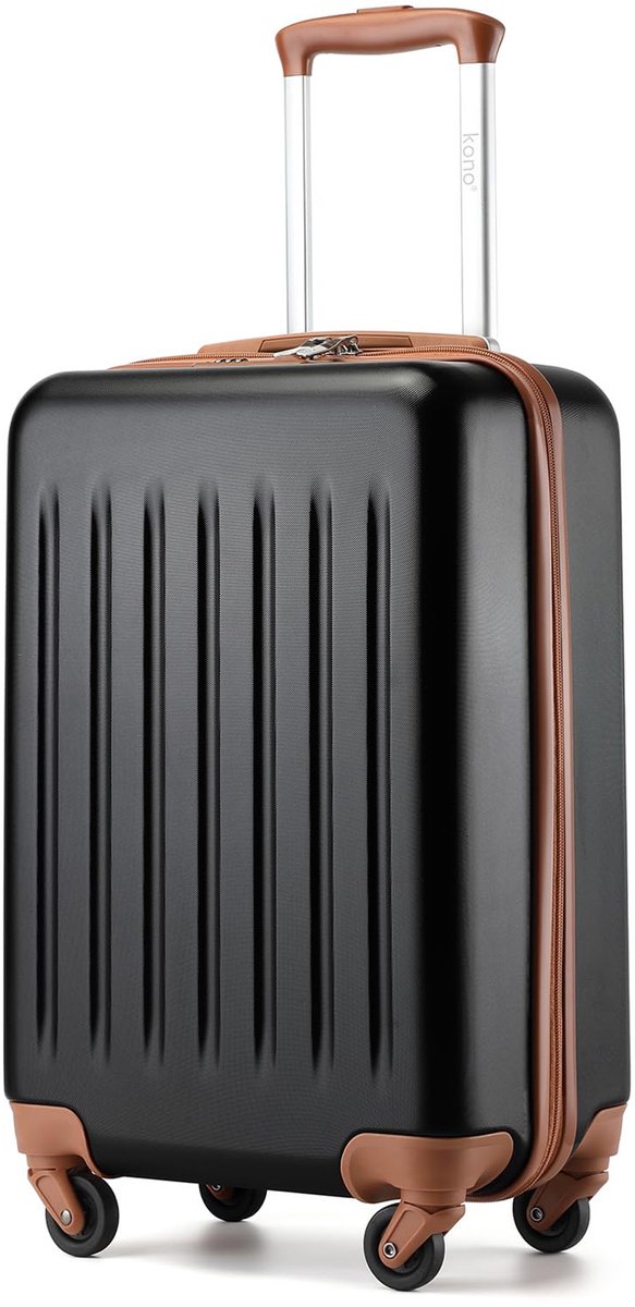 Handbagage Koffer - 20 Inch - ABS Harde Schaal - 4 Dubbele Spinnerwielen - TSA Combinatieslot - Lichtgewicht Trolley - Compact & Robuust - Zwart - Bruin - Luxe