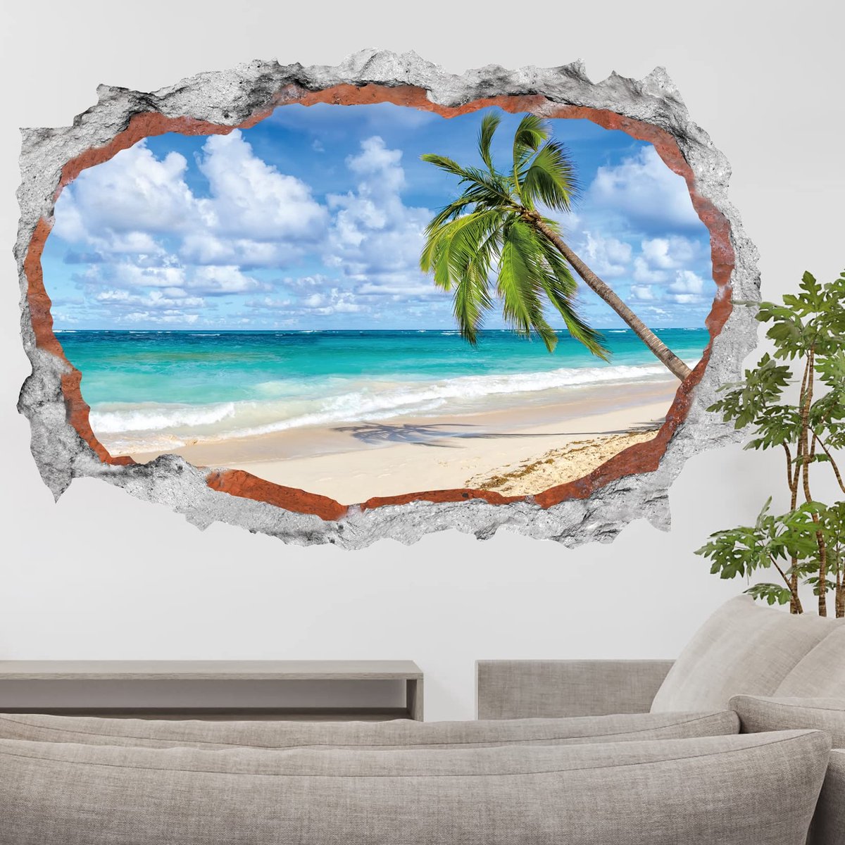 Ibenzoa® Grote 3D Muurschildering Landschap – 90 x 60 cm – Zeeboom Thema